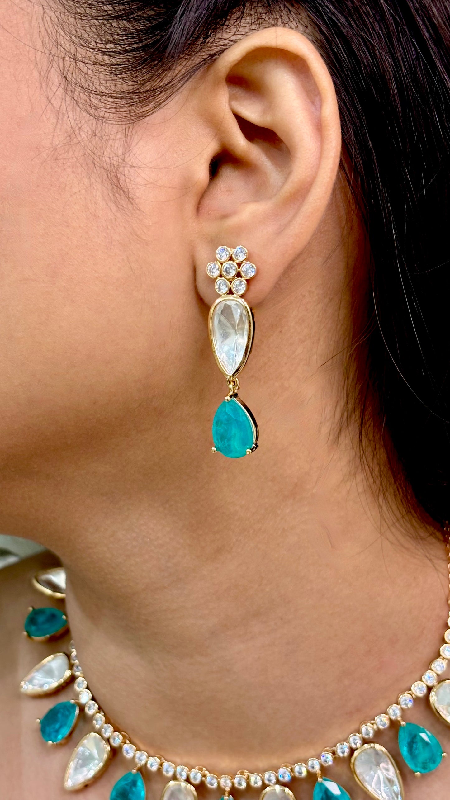 Celestial Blue Polki Necklace Set