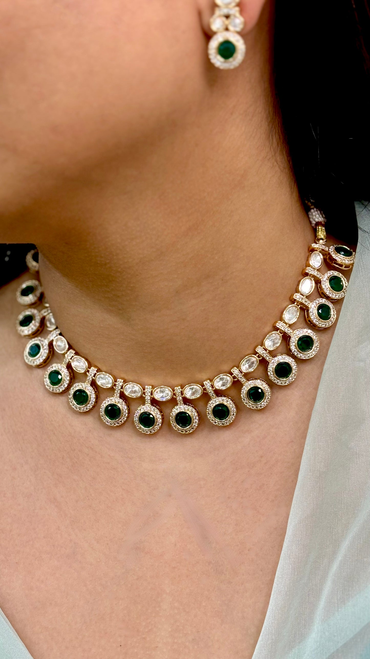 Celestial Green Polki & Kundan Choker Set