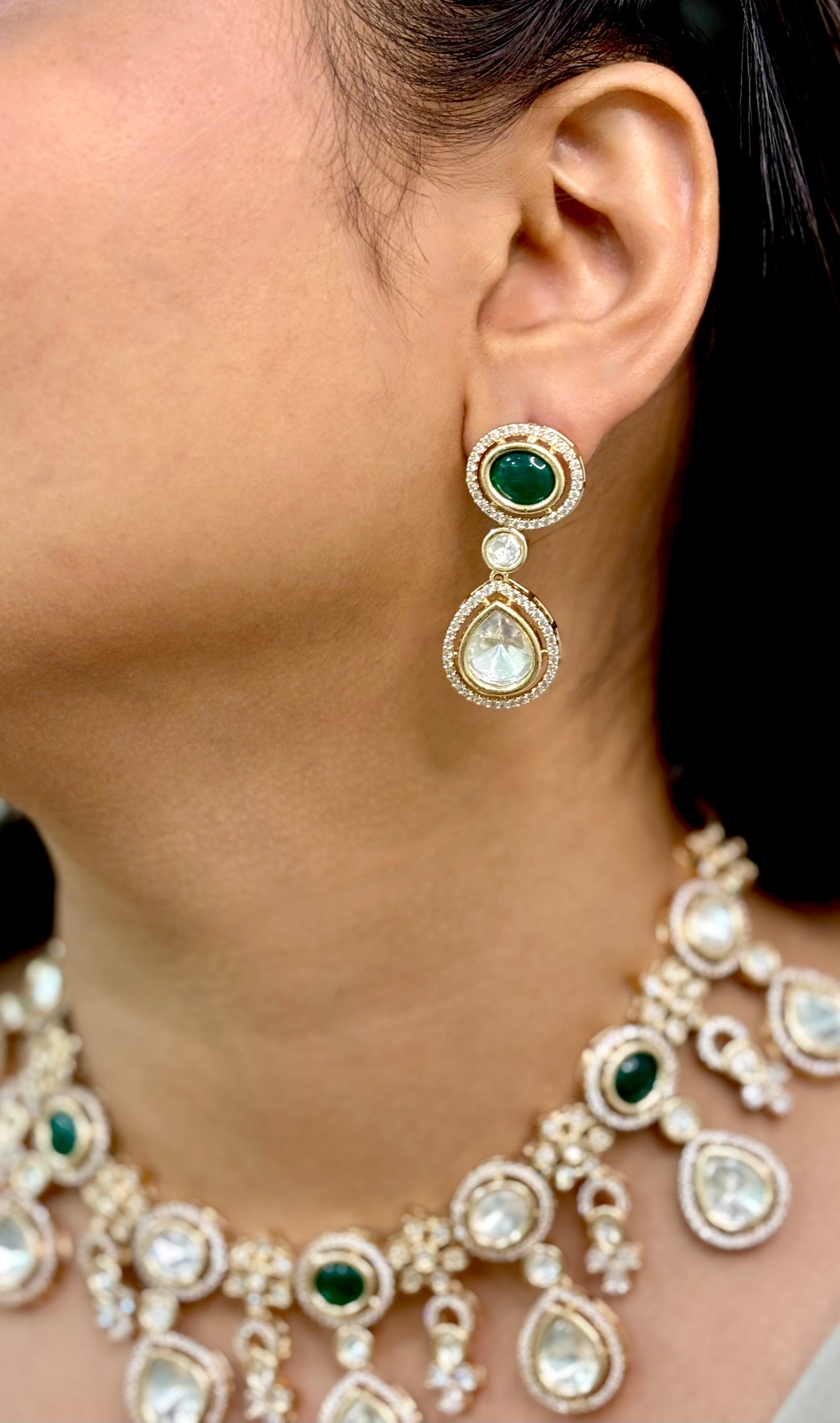 Classic Emerald Polki & Kundan Choker Set