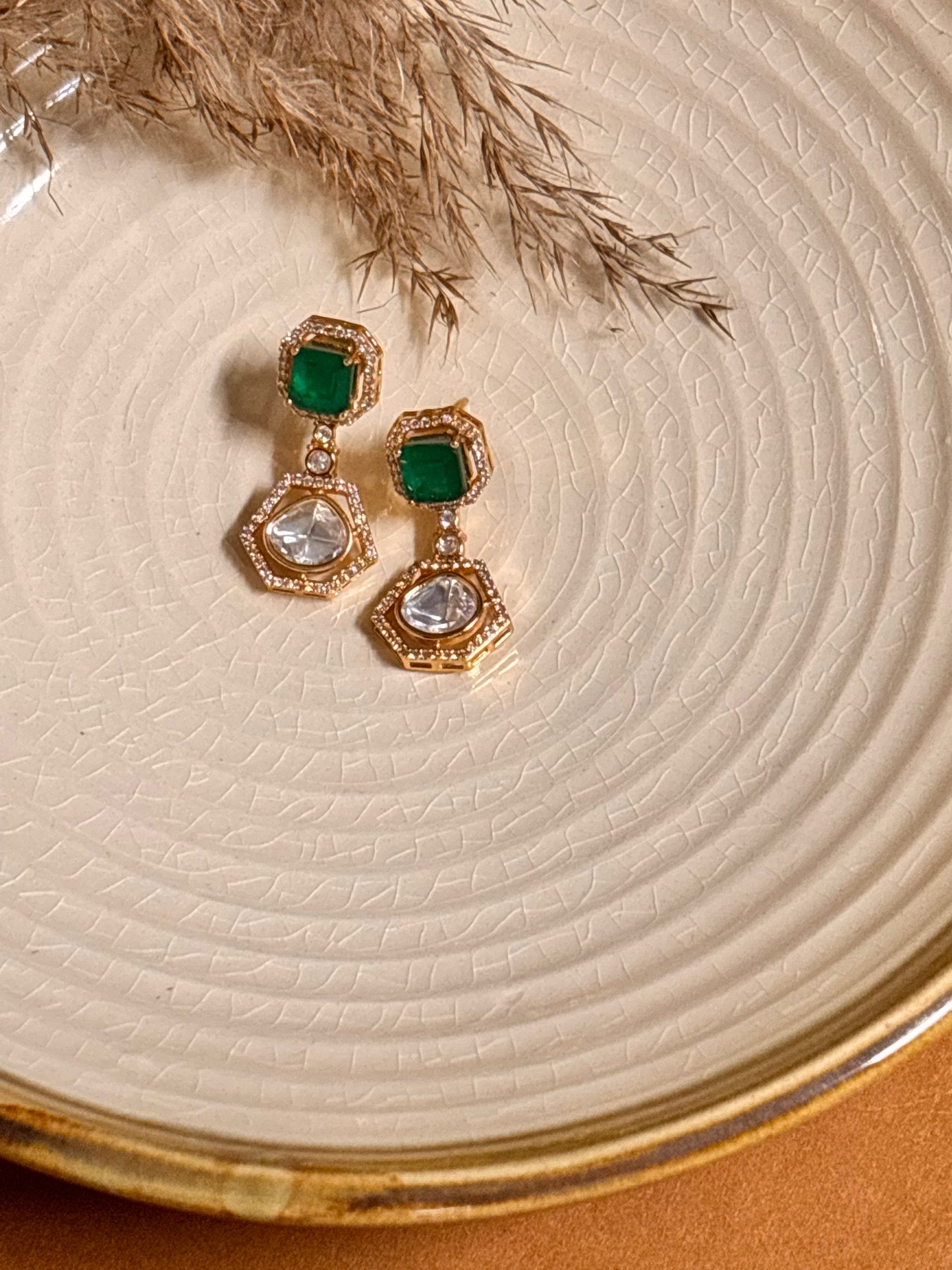 Modern Polki Emerald Drops