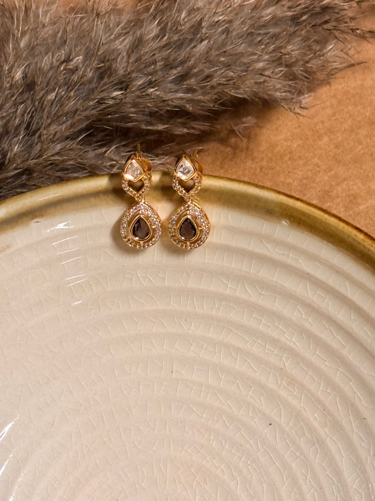 Delicate Polki Droplets with Purple Gemstone