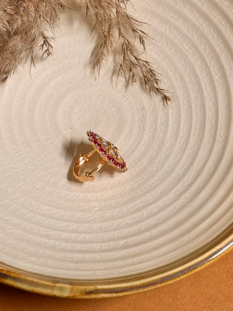 Vintage Pink Kundan Ring