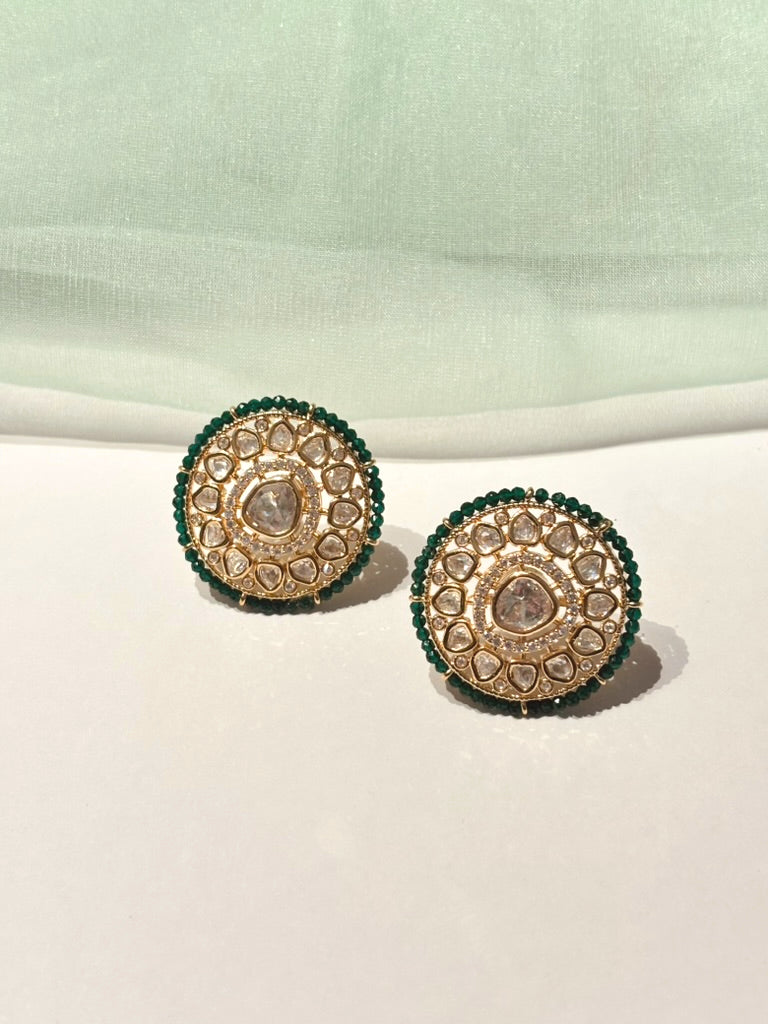 Roshni Polki Kundan Emerald Studs