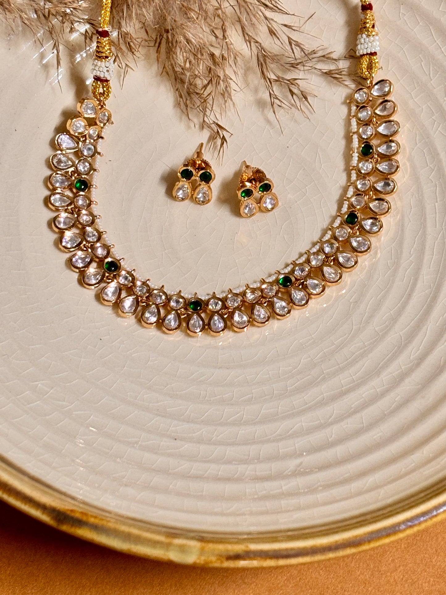 Classic Green Elegance Kundan Choker Set