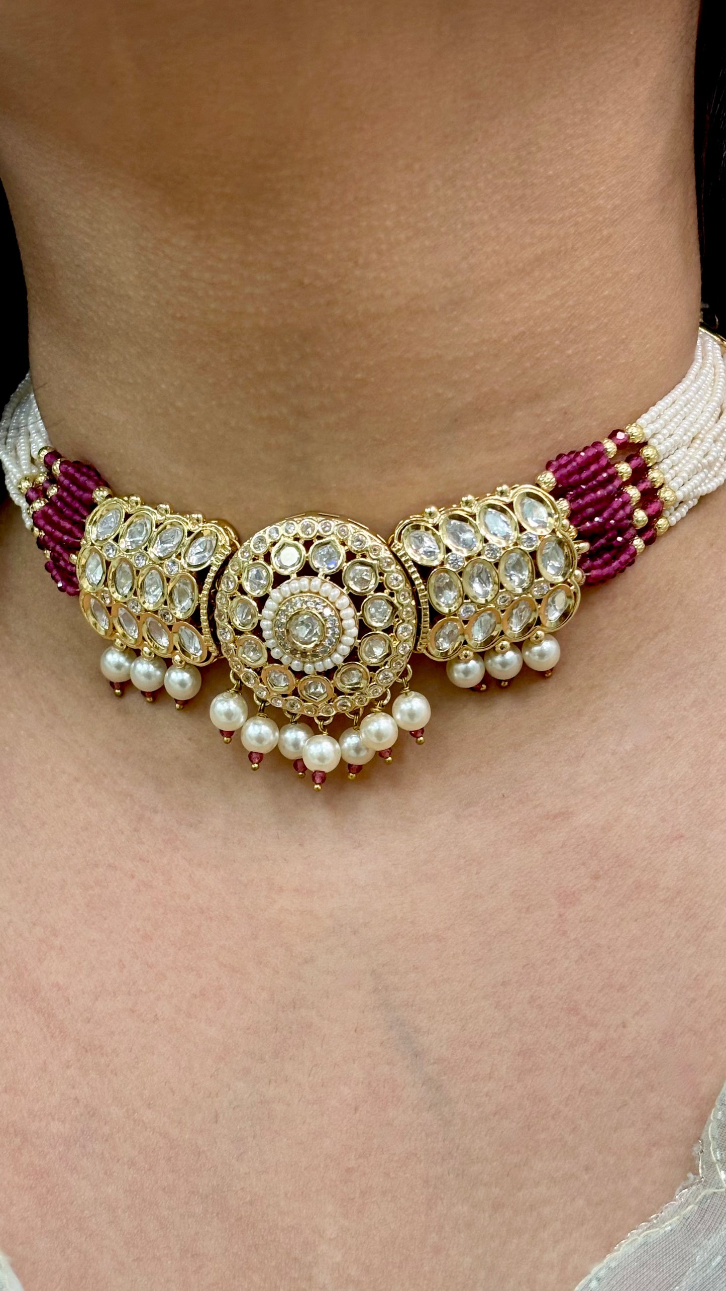 Regal Ruby & Pearl Kundan Choker Set