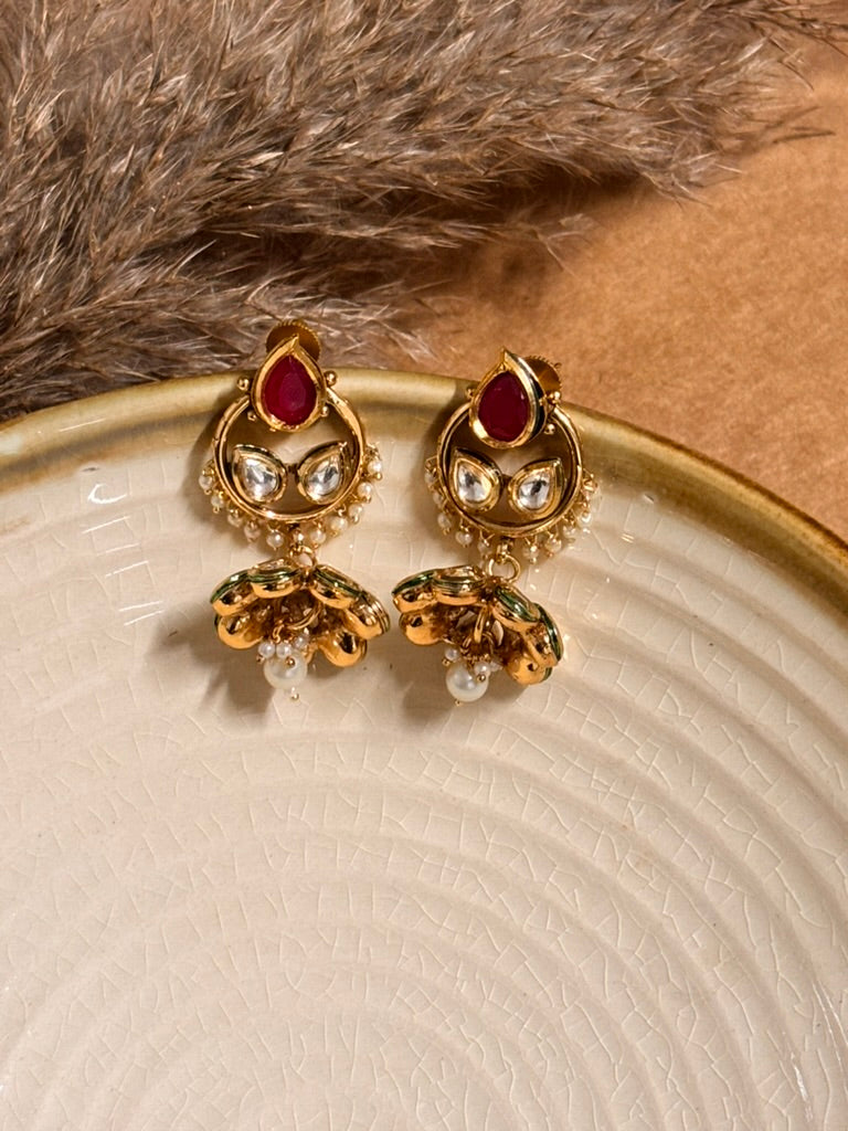 Refined Multi Colored Kundan Danglers