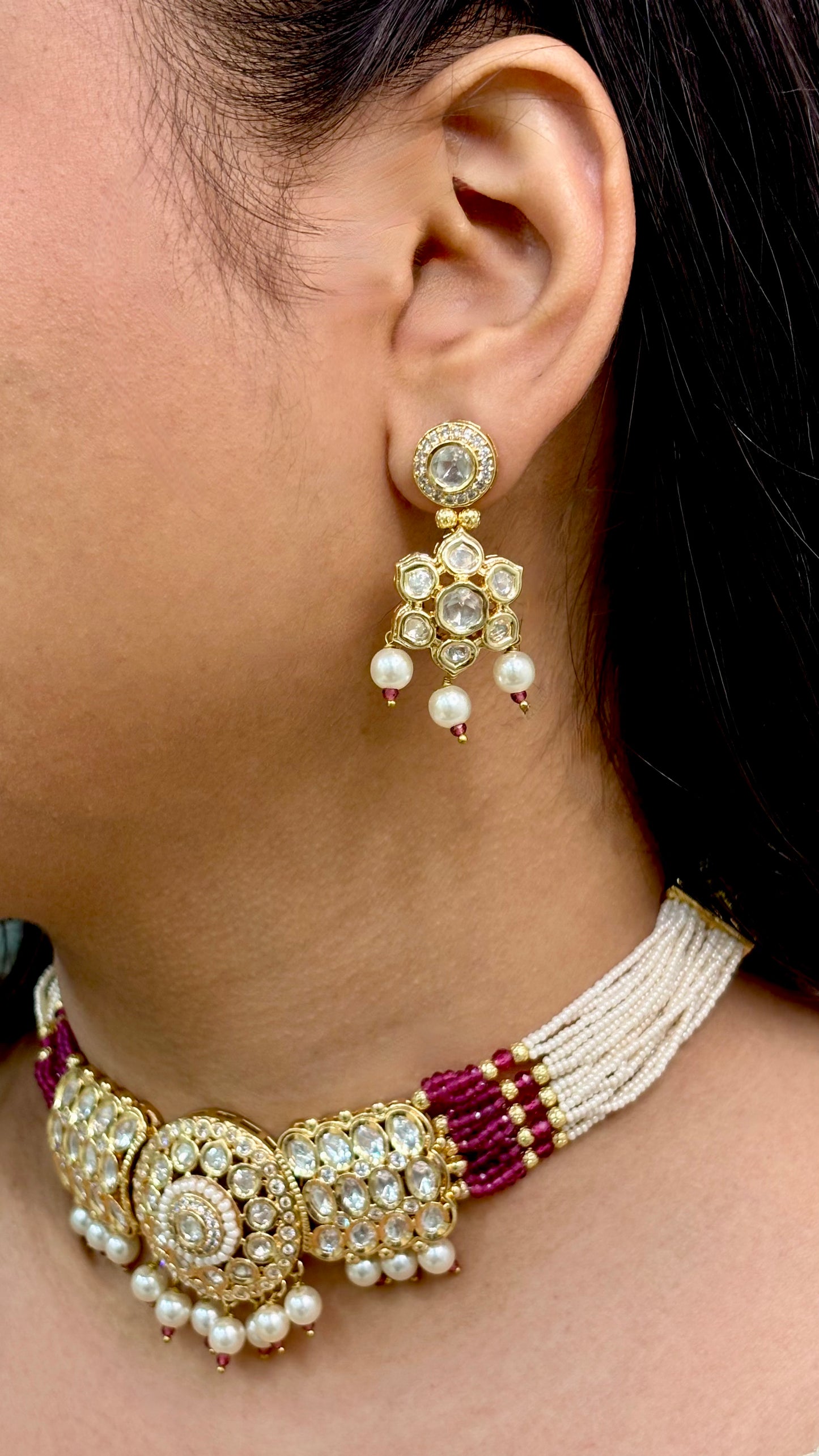 Regal Ruby & Pearl Kundan Choker Set