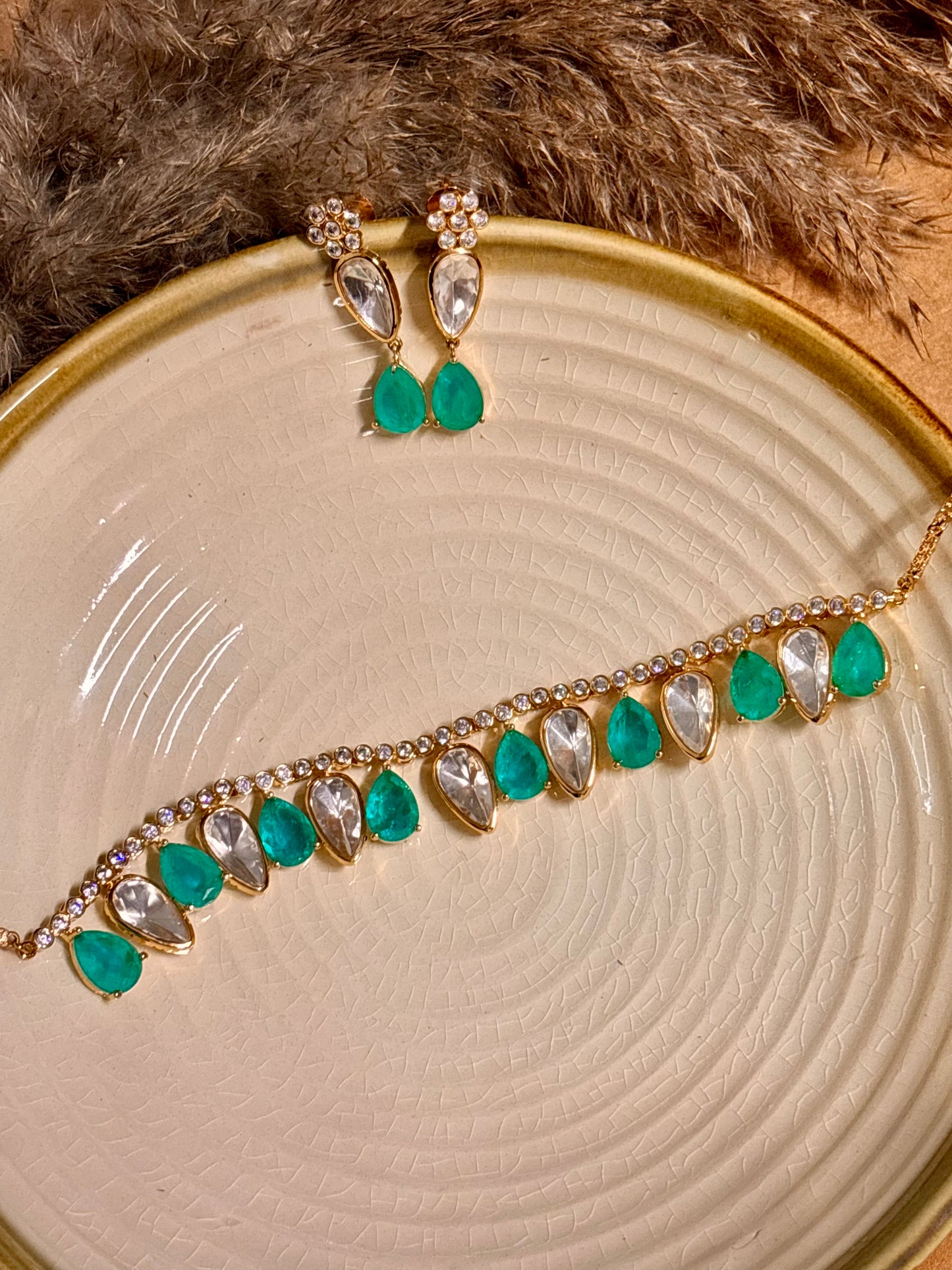 Celestial Blue Polki Necklace Set