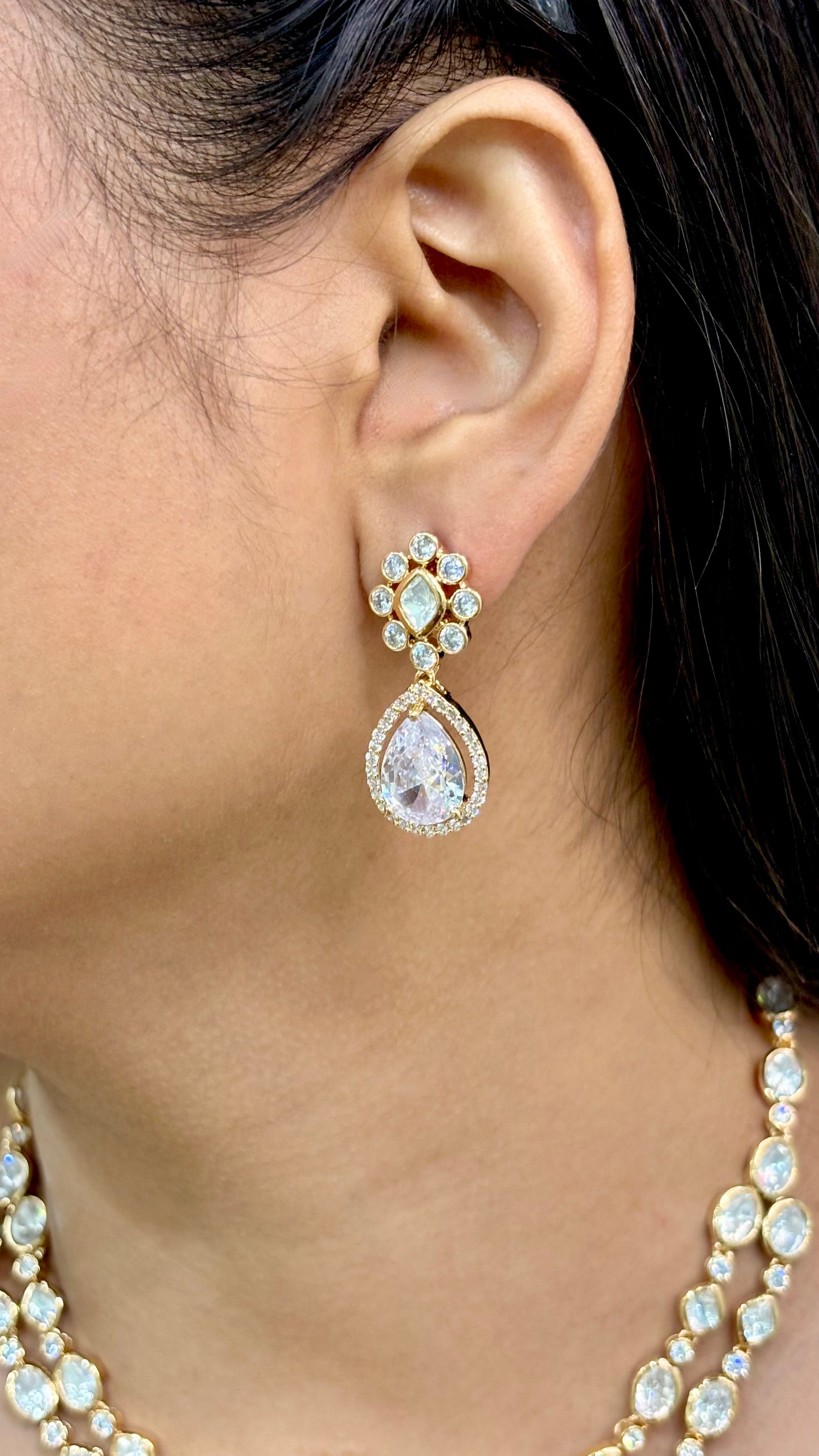 Elegant Layered Polki Necklace Set