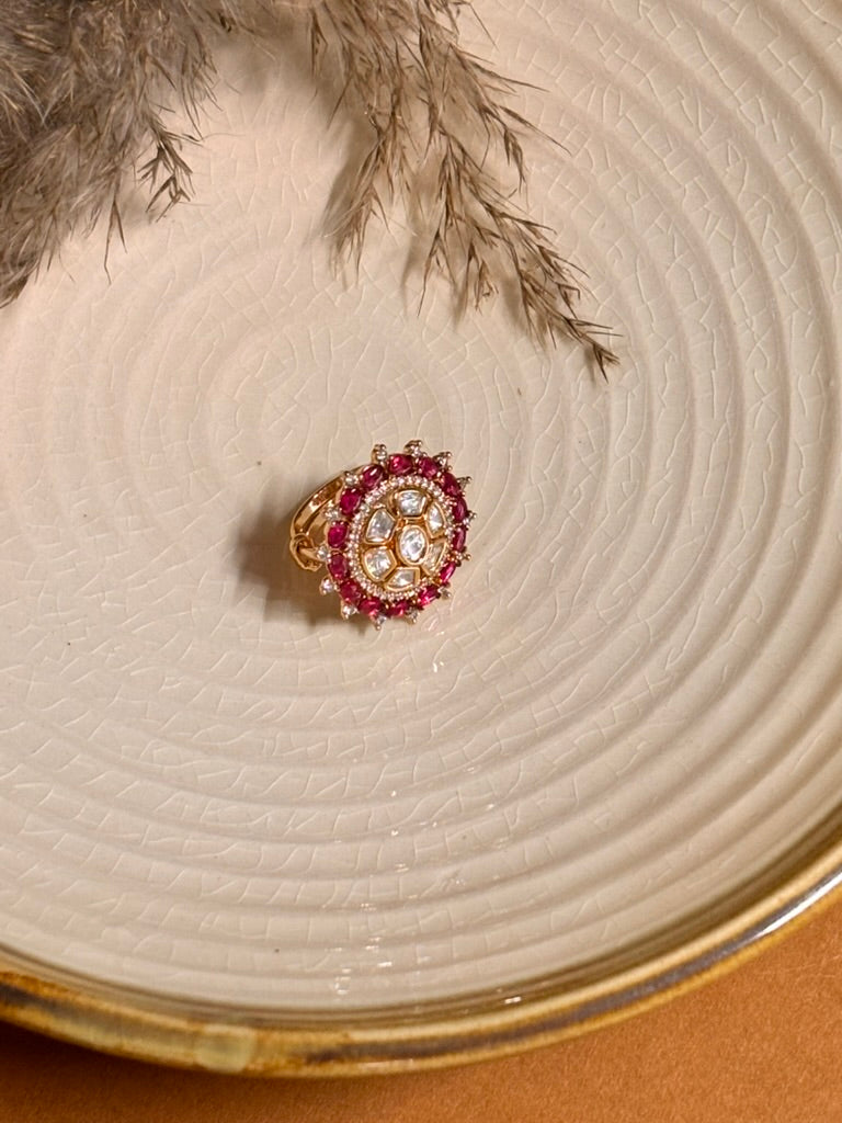 Vintage Pink Kundan Ring