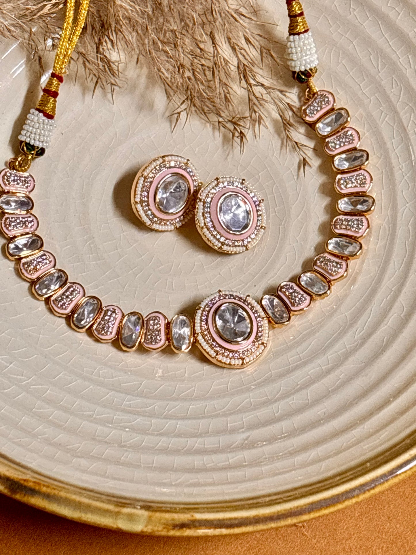 Timeless Pink Polki Choker Set