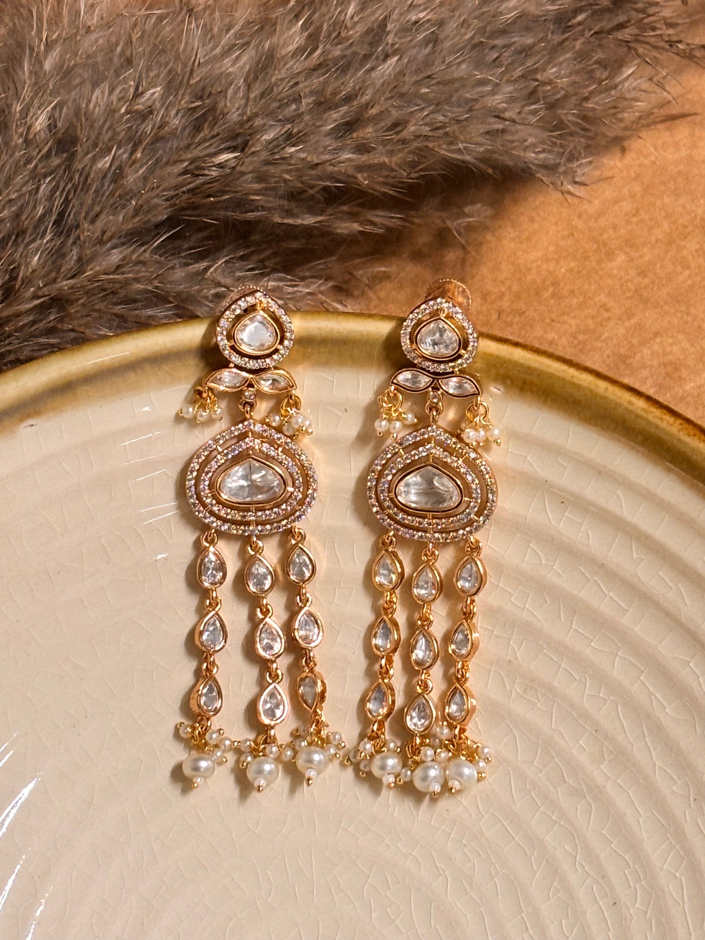 Modern Plain Polki & Kundan Danglers