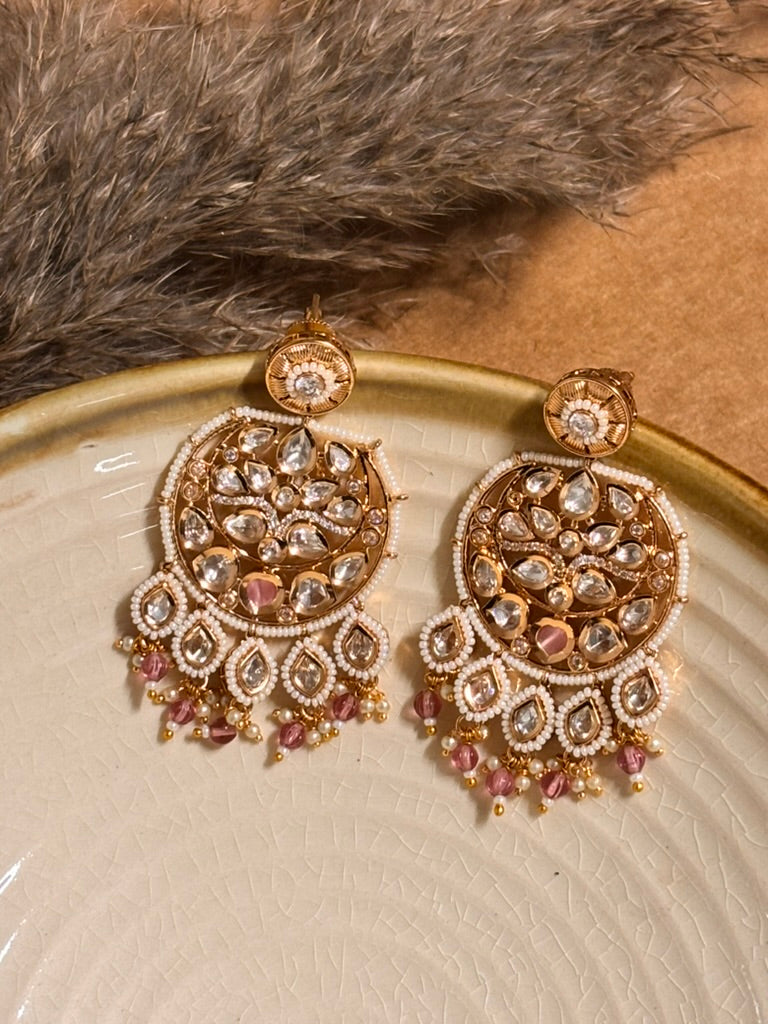 Serene Soft Pink Kundan Danglers