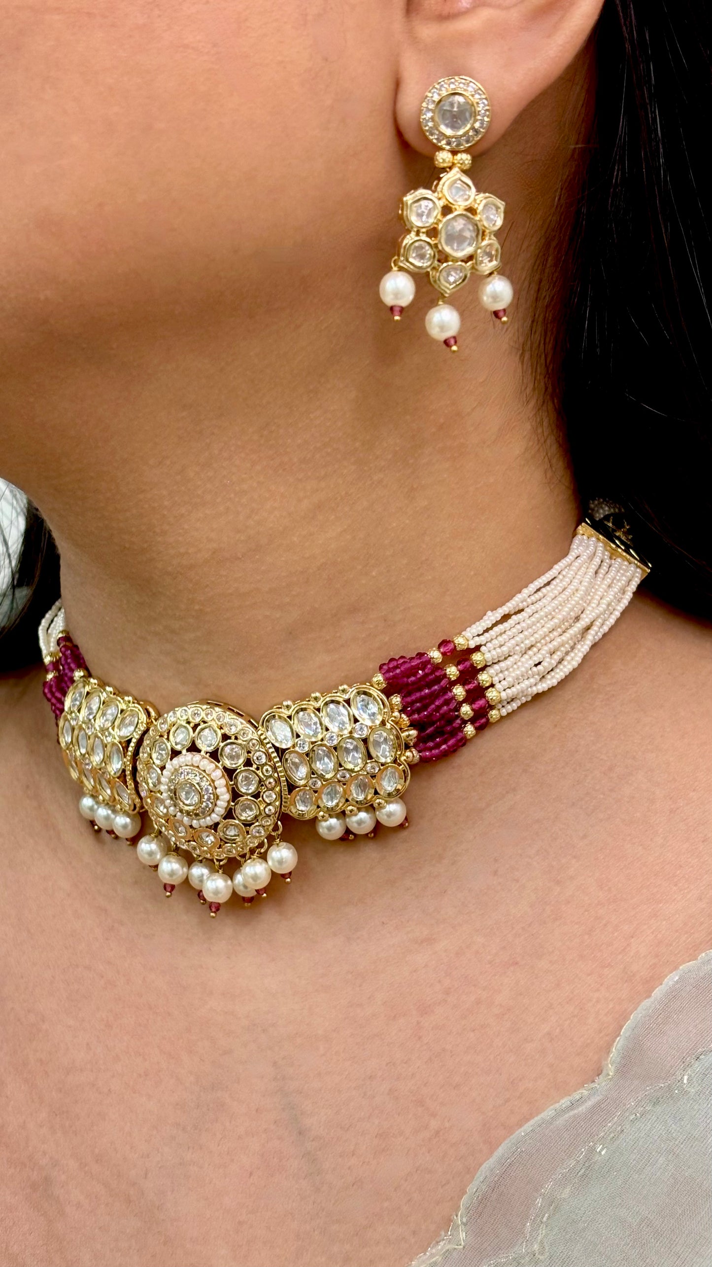 Regal Ruby & Pearl Kundan Choker Set