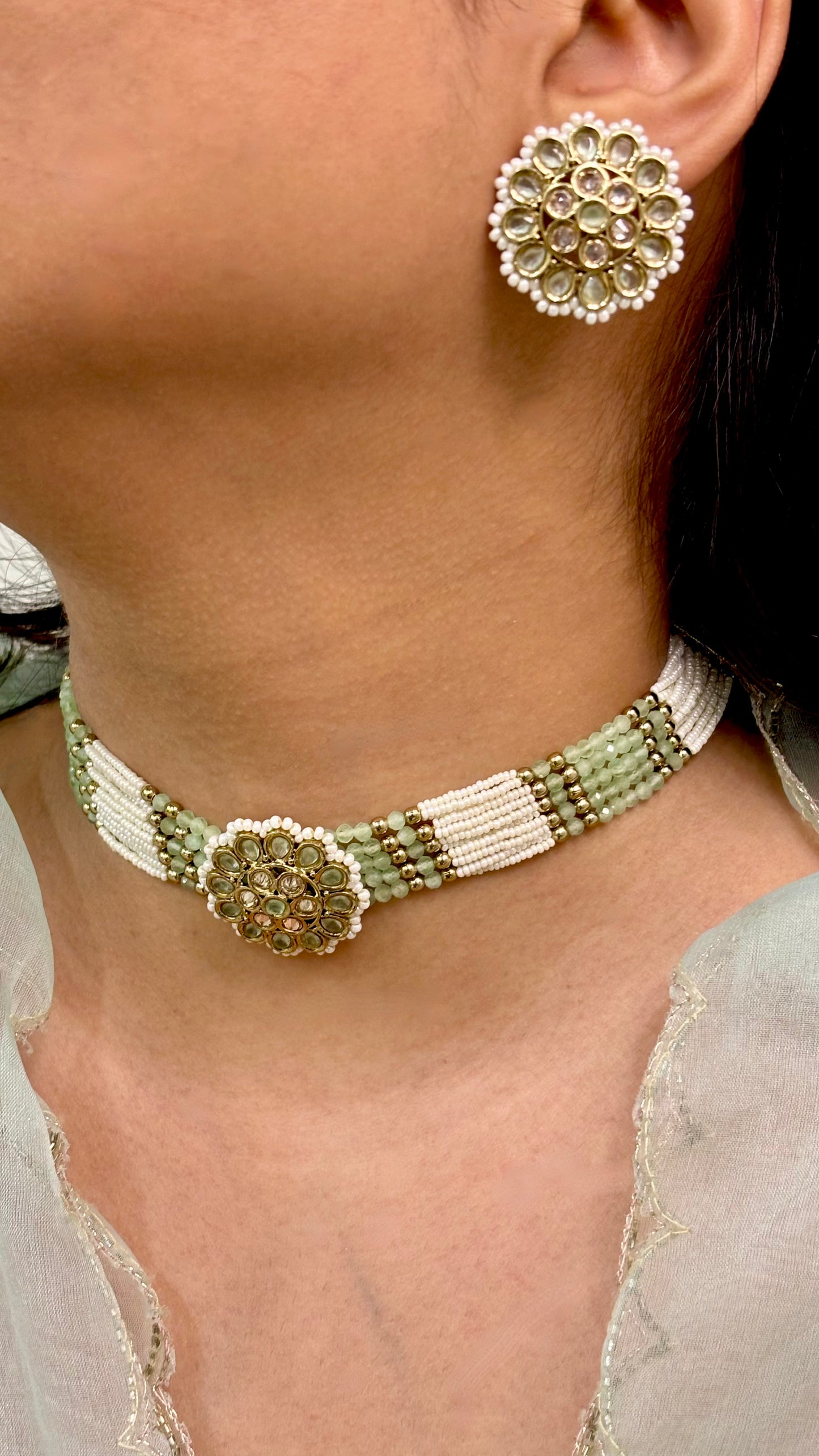 Serene Light Green Kundan Choker Set