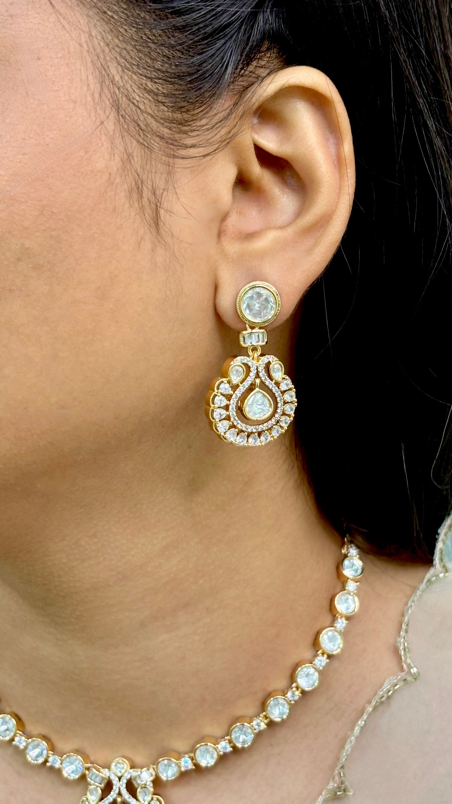 Elegant Plain Polki Necklace Set