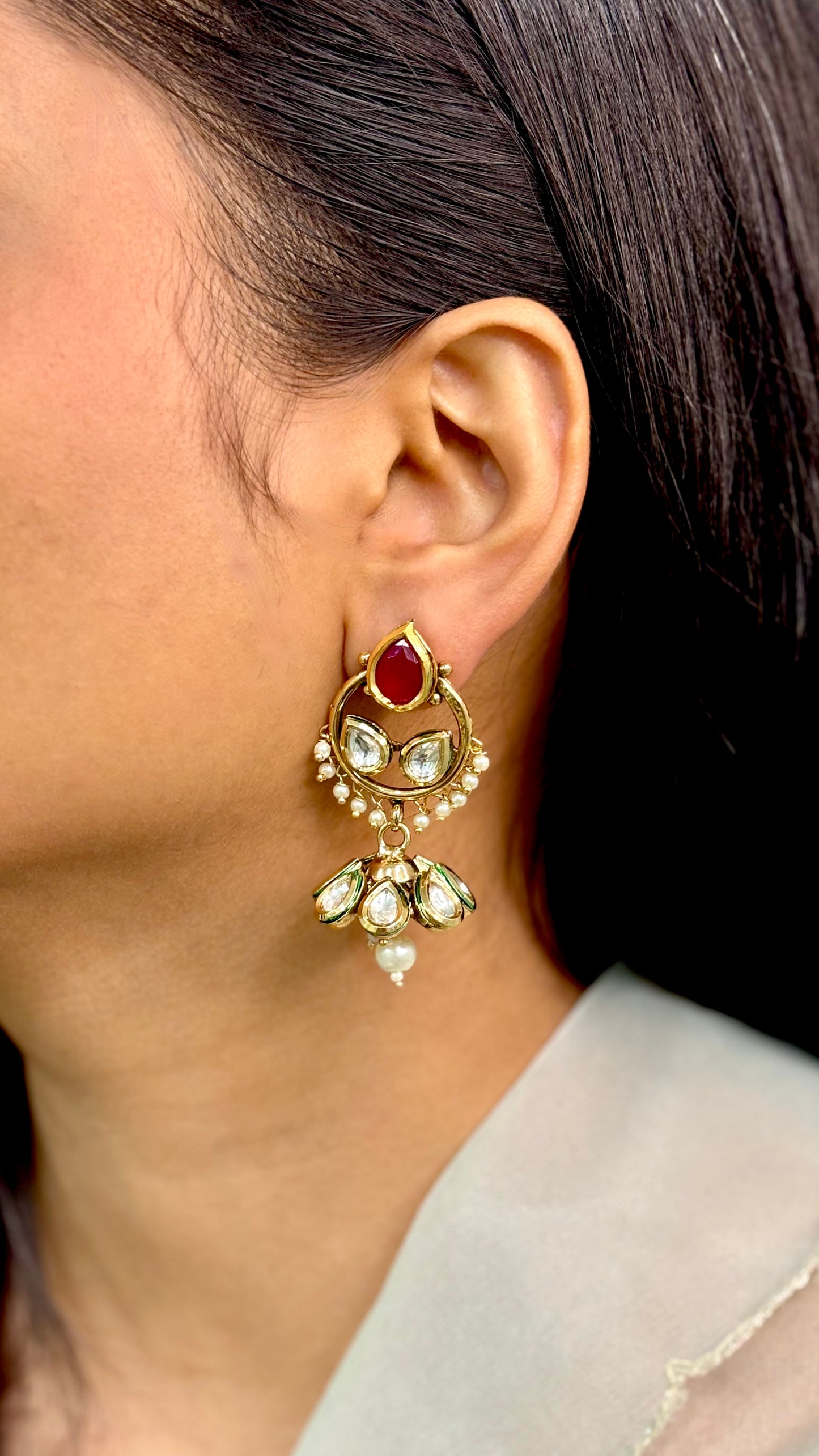 Refined Multi Colored Kundan Danglers