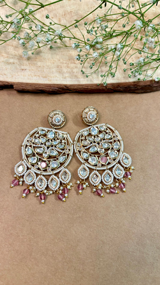 Serene Soft Pink Kundan Danglers