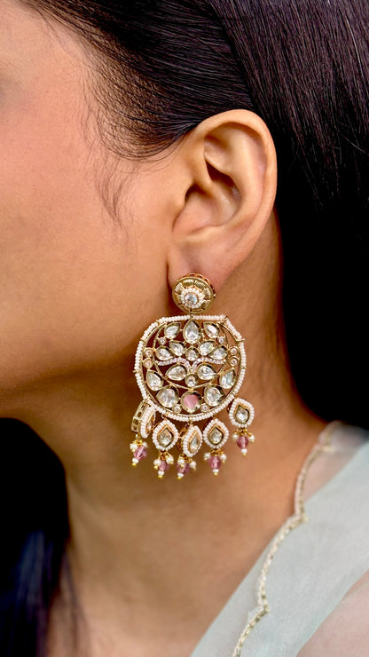 Serene Soft Pink Kundan Danglers