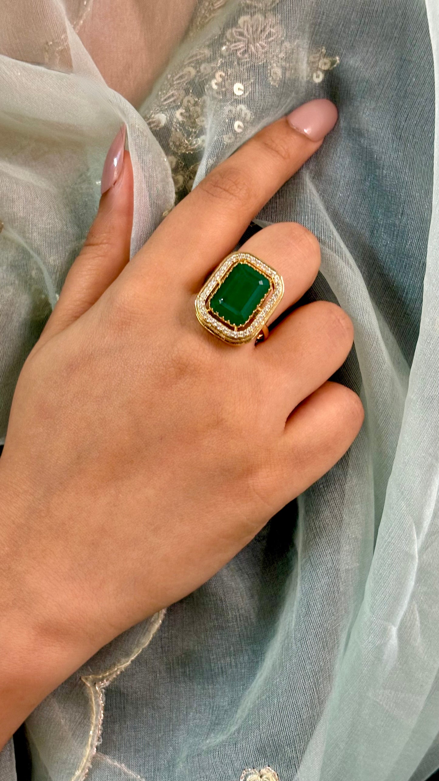 Royal Green Kundan Ring