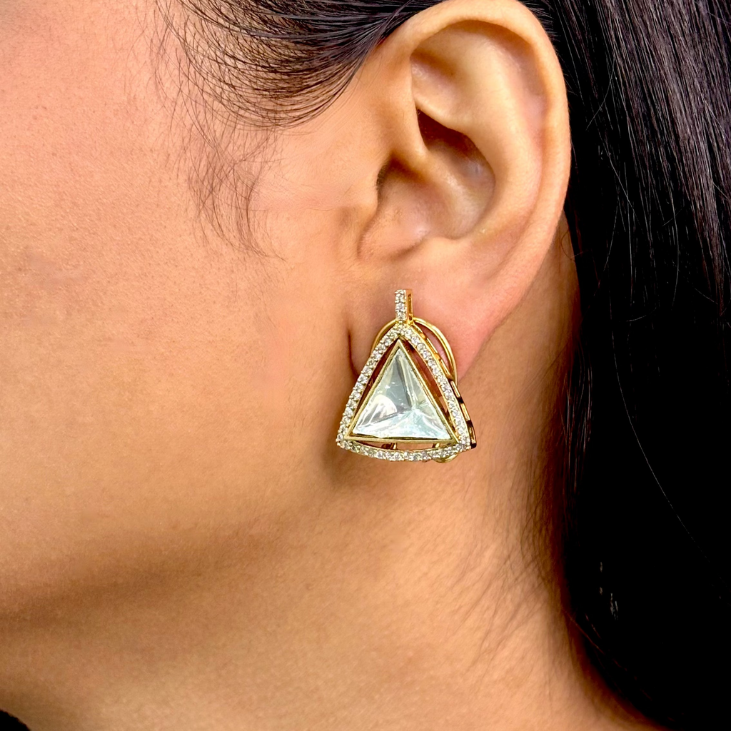 Triangle Plain Polki Studs