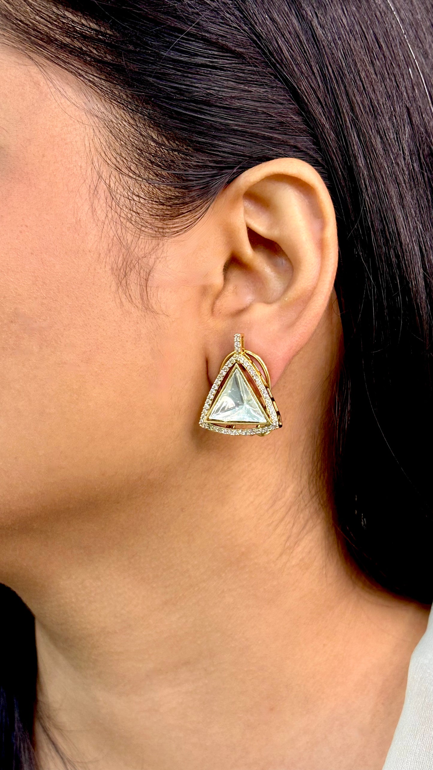 Triangle Plain polki studs