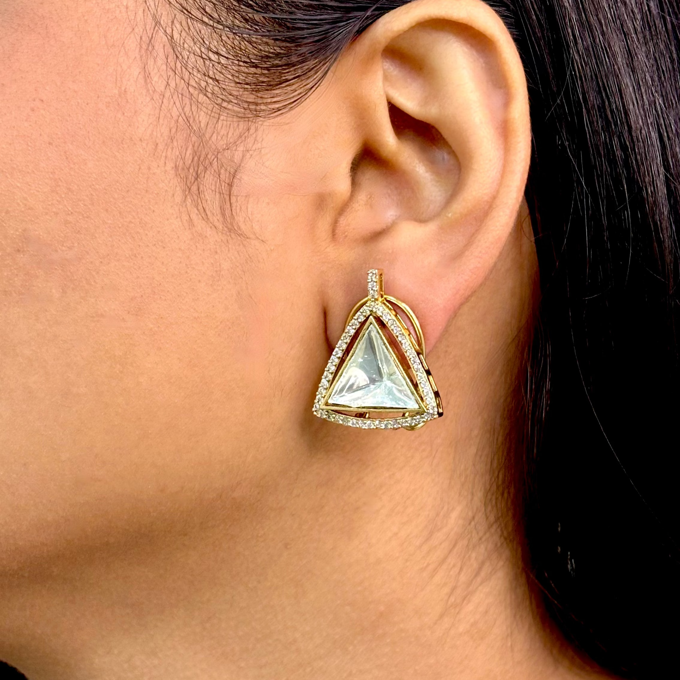 Triangle Plain Polki Studs