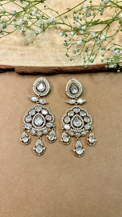 Elegant Droplet Polki & Kundan Earrings