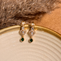 Exquisite Polki Danglers with Green Stones