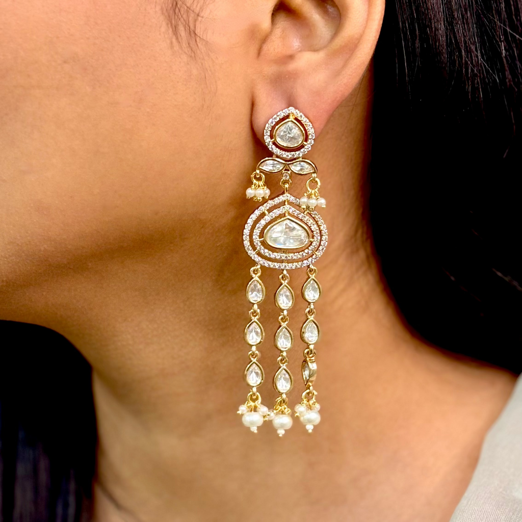 Modern Plain Polki & Kundan Danglers