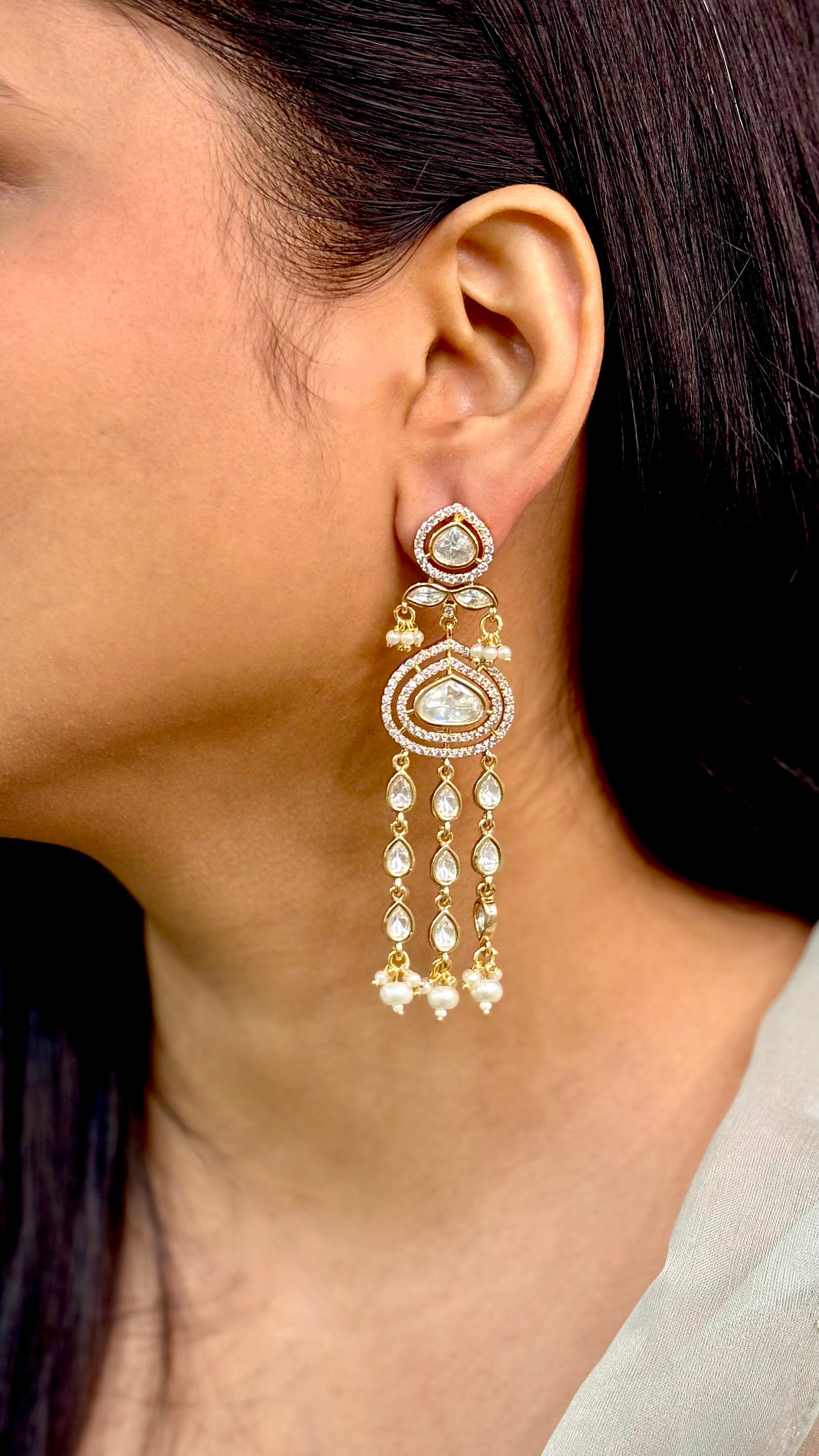 Modern Plain Polki & Kundan Danglers