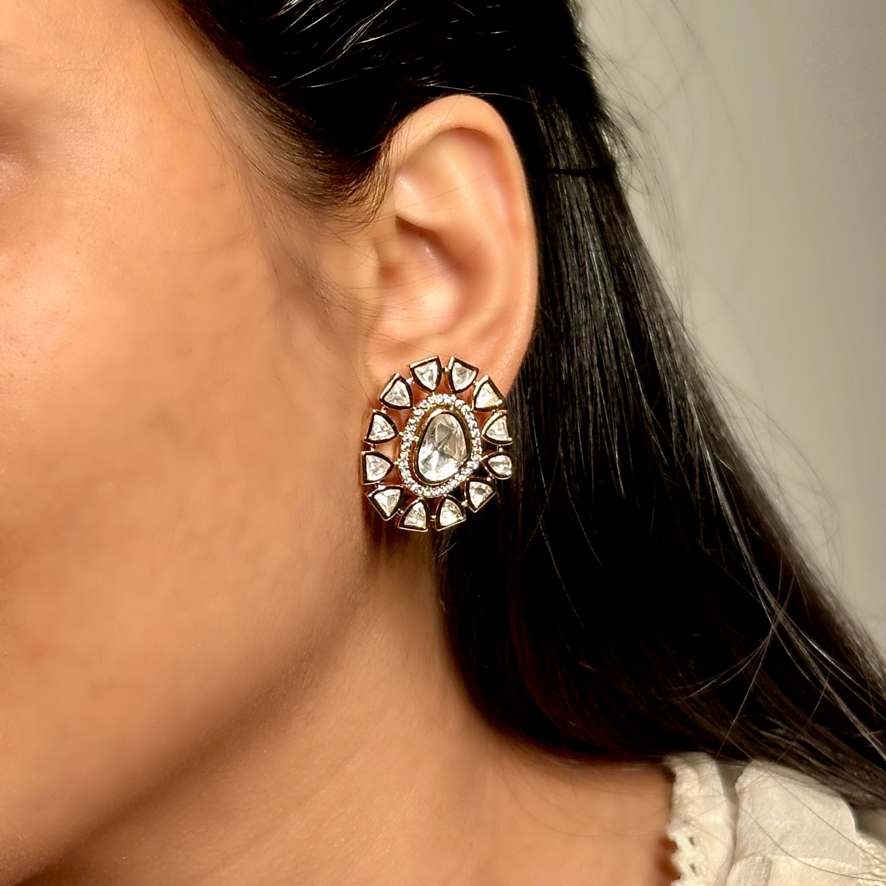 Ruhaniya plain polki kundan studs