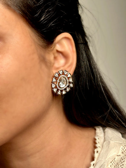 Ruhaniya plain polki kundan studs
