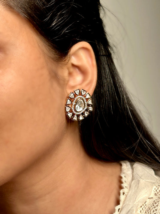 Ruhaniya plain polki kundan studs