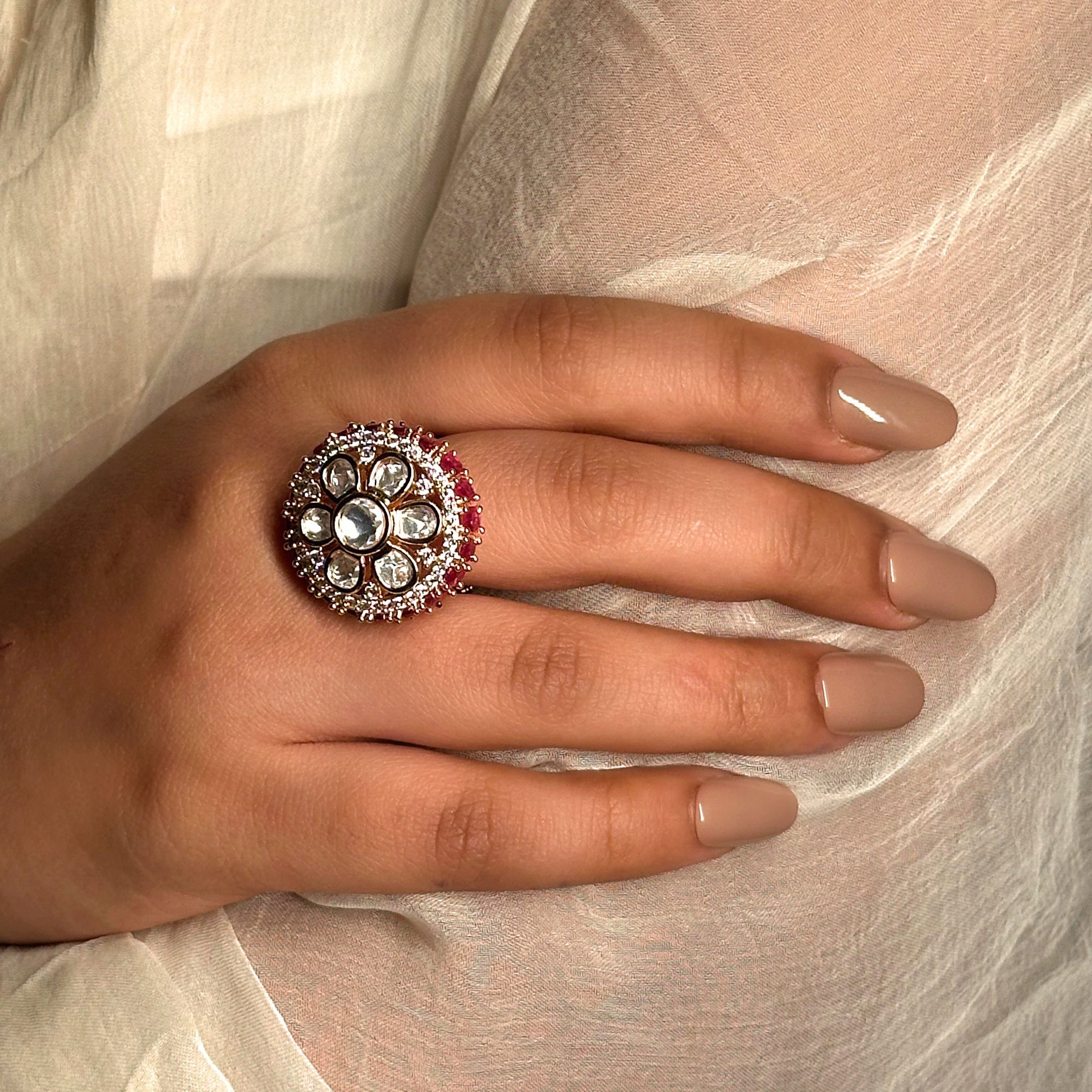 Saanvi Ruby Polki Ring
