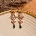 Noble Green Stone Polki Danglers