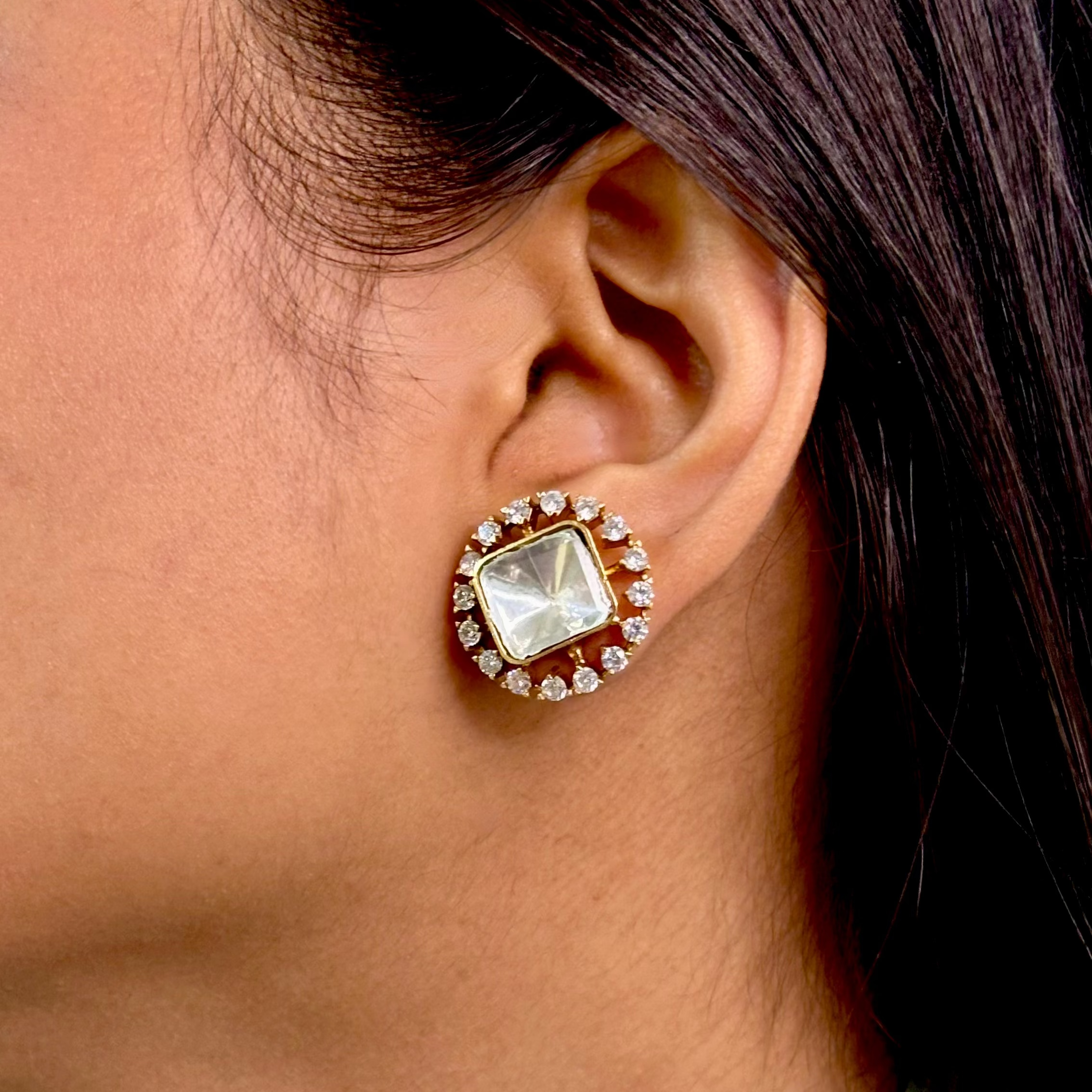 Classic Plain Polki Studs