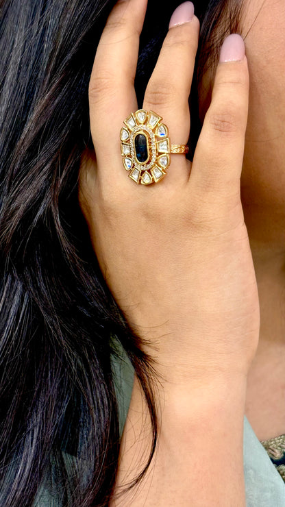 Azure Majesty Kundan Ring