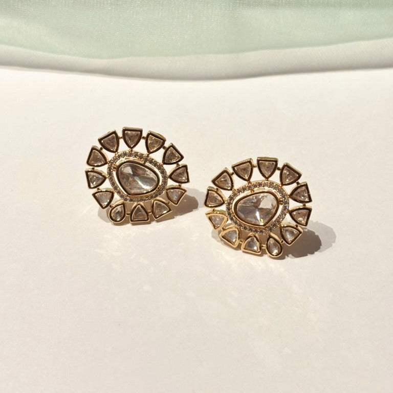 Ruhaniya plain polki kundan studs