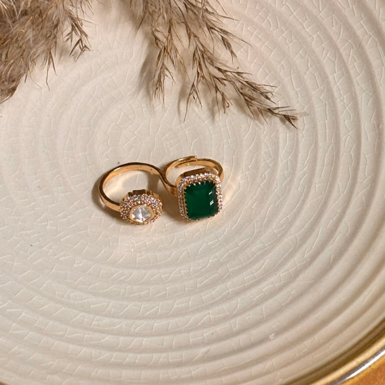 Classic Emerald & Kundan Ring