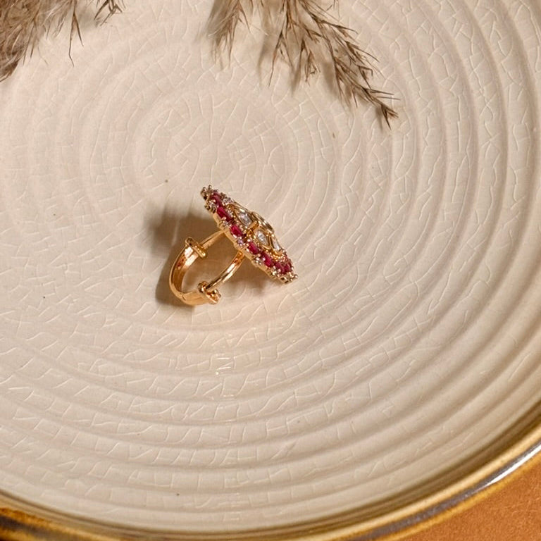 Vintage Pink Kundan Ring