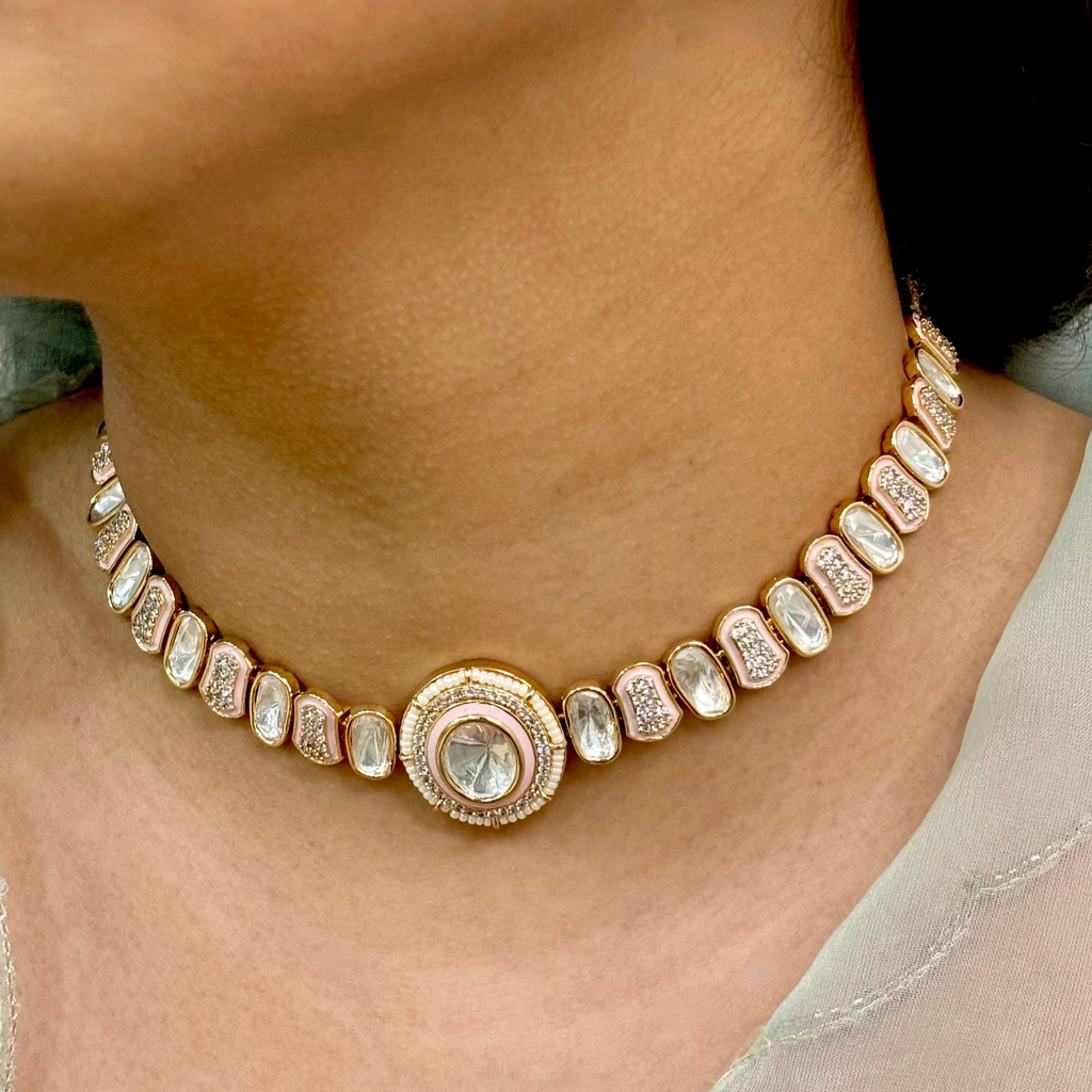 Timeless Pink Polki Choker Set