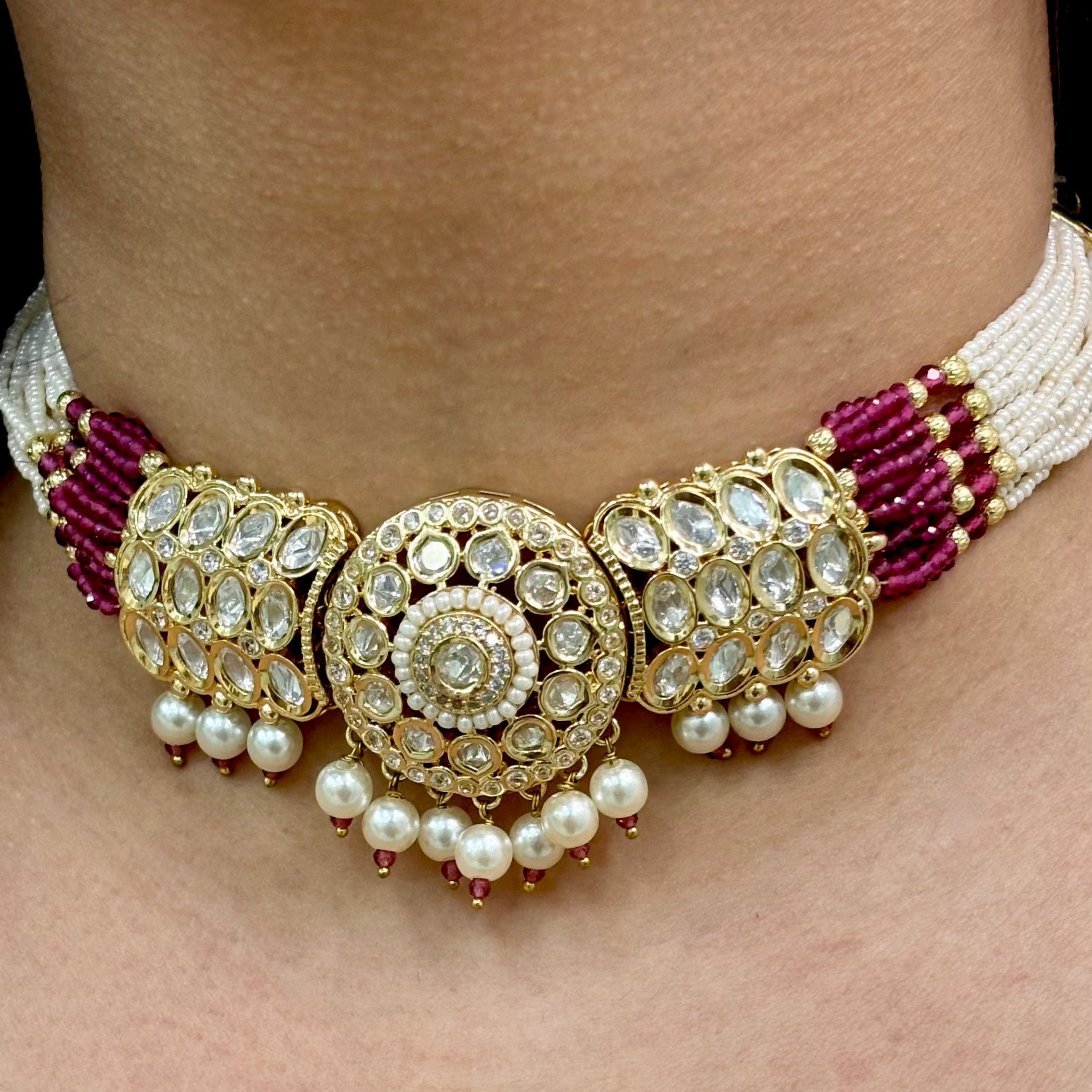 Regal Ruby & Pearl Kundan Choker Set