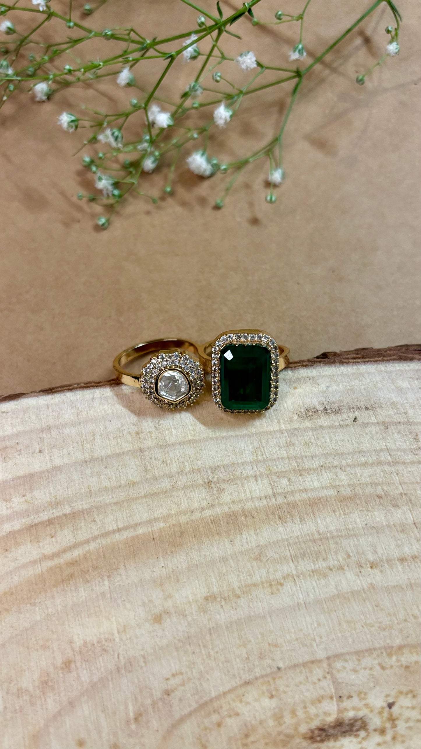 Classic Emerald & Kundan Ring