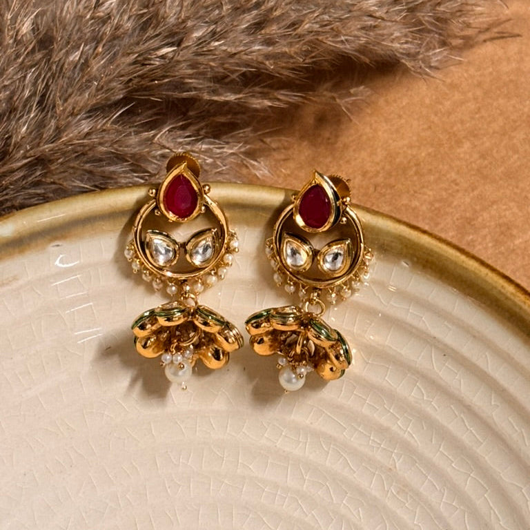 Refined Multi Colored Kundan Danglers