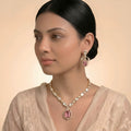 Blush Elegance Kundan & Polki Necklace Set