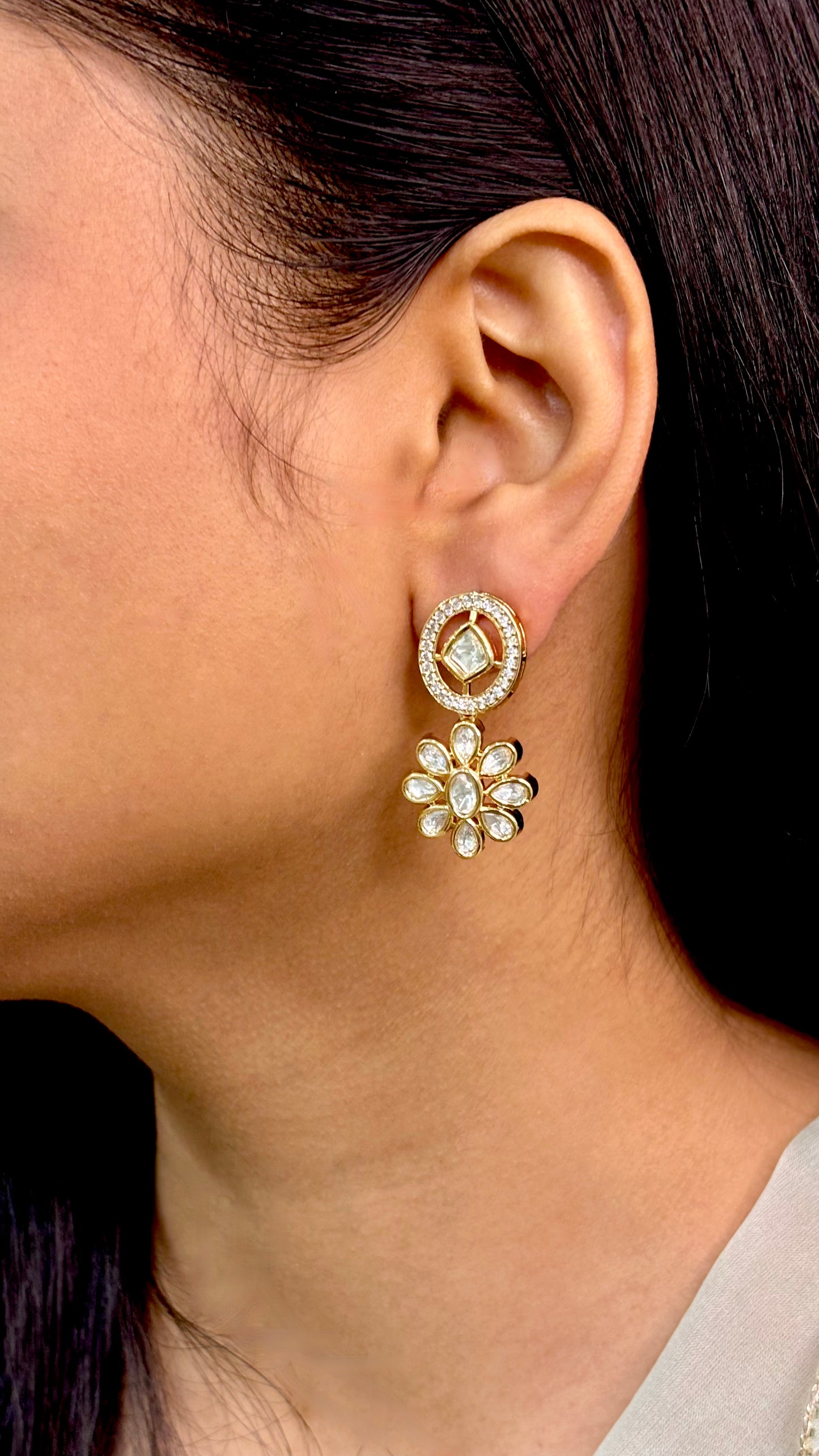 Classic Droplet Polki & Kundan Earrings