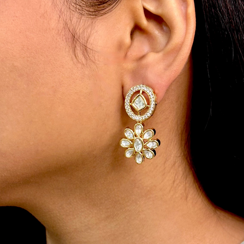 Classic Droplet Polki & Kundan Earrings