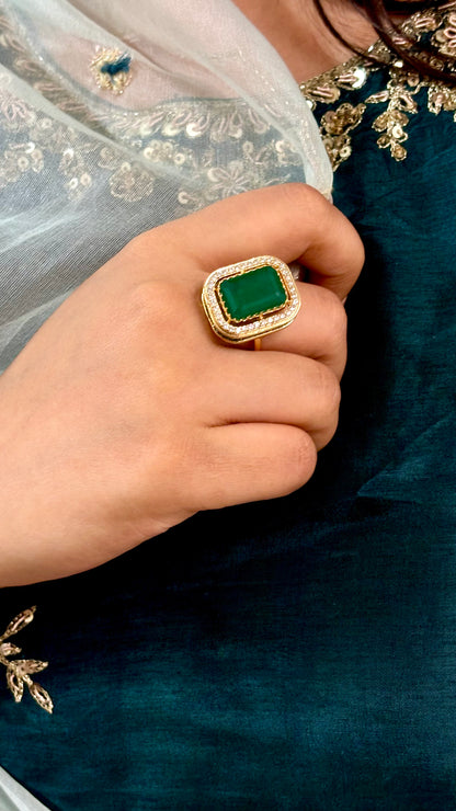 Royal Green Kundan Ring