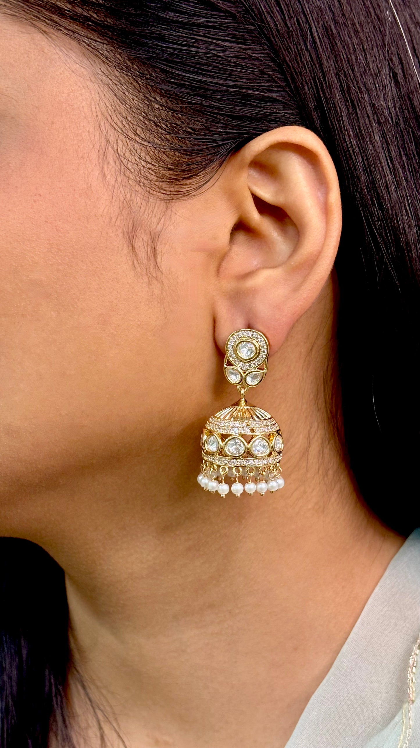 Opal Plain Polki & Kundan Danglers